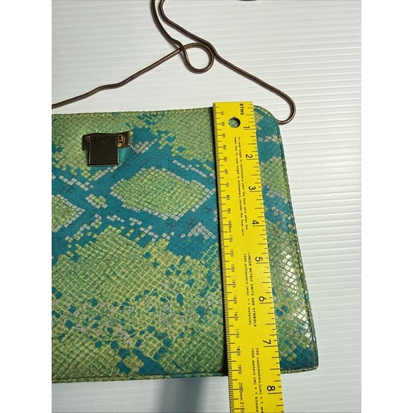 Timothy Hitsman Imatation‎ Snakeskin Handbag W Chain Spain Blue Green - Picture 3 of 11
